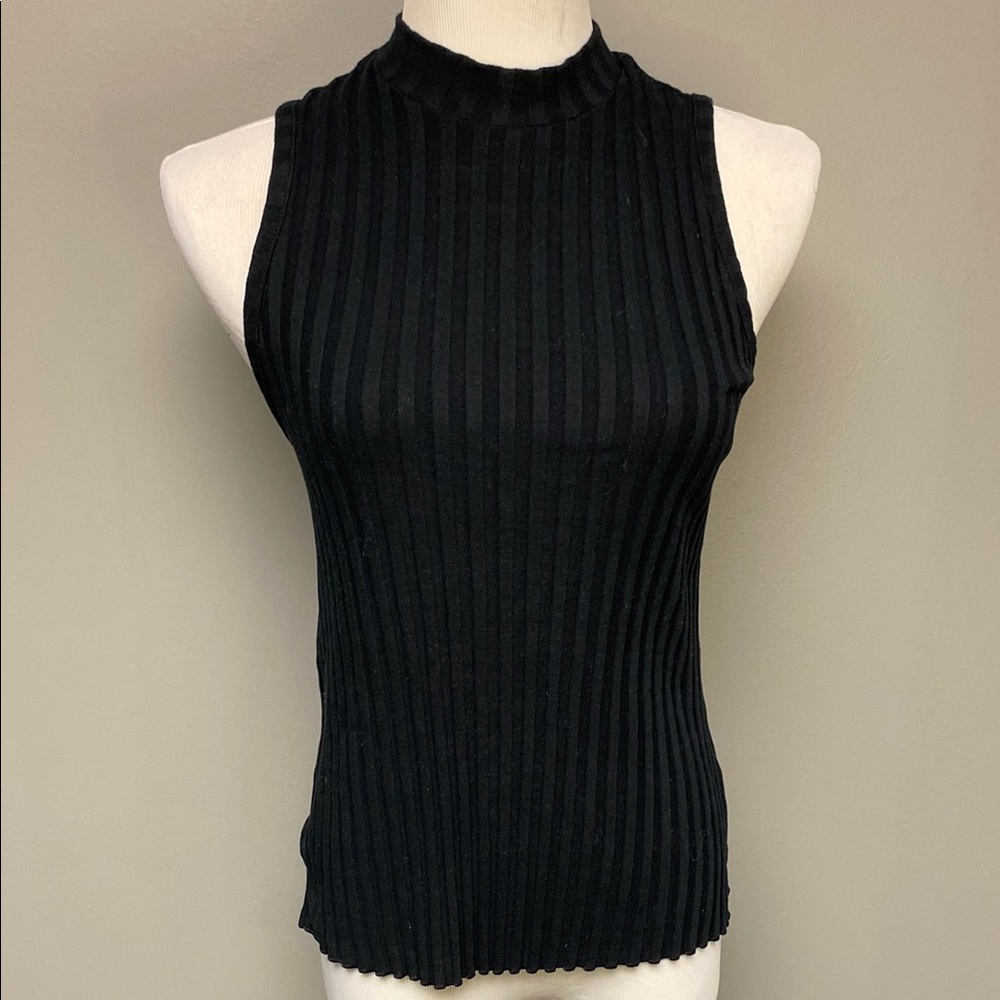 A New Day Black Ribbed Sleeveless Tank Top